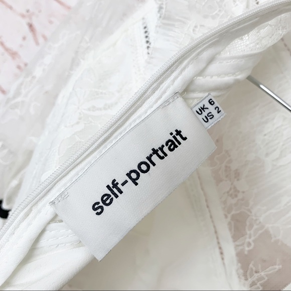 Self-Portrait White Fine Lace Mini Dress Size 2 - Picture 13 of 14